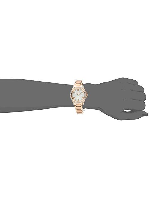 Citizen Eco-Drive Casual Quartz Womens Watch, Stainless Steel, Crystal, Pink Gold-Tone (Model: EM0233-51A)