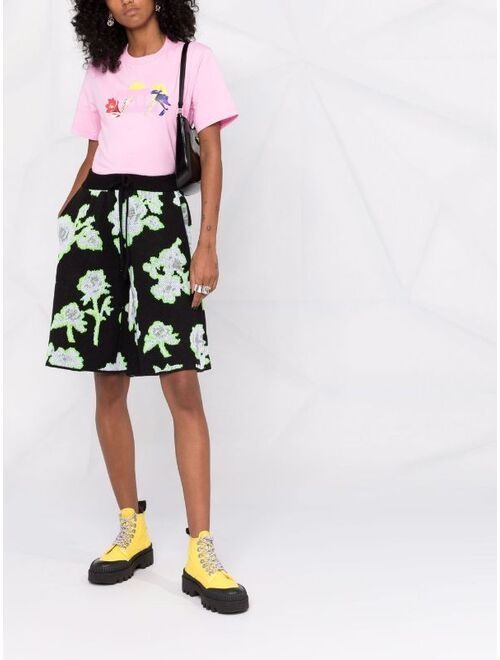 MSGM floral-logo crewneck T-shirt