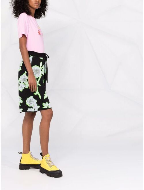 MSGM floral-logo crewneck T-shirt