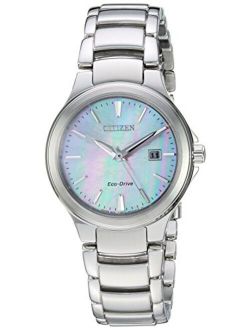 Eco-Drive Chandler Quartz Womens Watch, Stainless Steel, Casual, Silver-Tone (Model: EW2520-56Y)