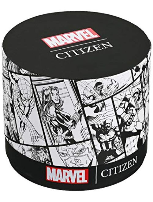 Citizen Eco-Drive Marvel Quartz Mens Watch, Stainless Steel with Leather strap, Hulk Smash, Black (Model: AW1431-24W)