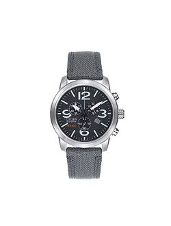 Eco-Drive Chandler Chronograph Mens Watch, Stainless Steel with Nylon strap, Weekender, Black (Model: AT2100-09E)