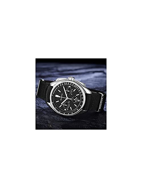 Bulova Archive Series Moon Stainless Steel with Black Nylon Strap Lunar Pilot Chronograph (Model: 96A225)