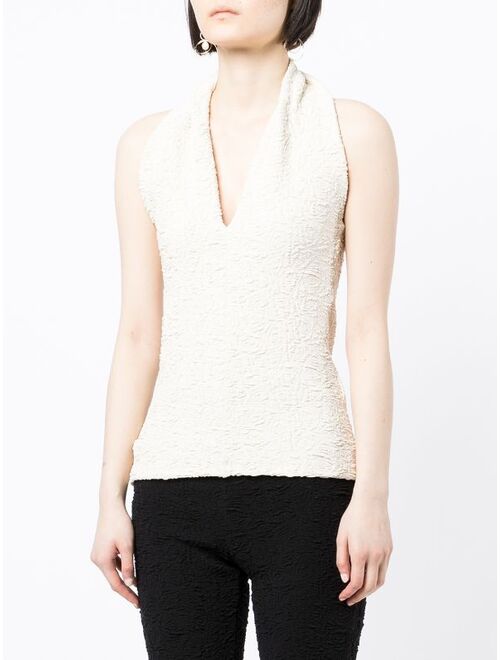 MSGM textured-effect halterneck blouse
