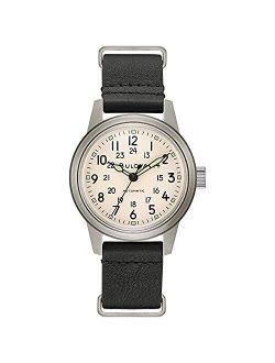 Men's Vintage Military Hack Watch with Black Leather NATO Strap (Model: 96A246)