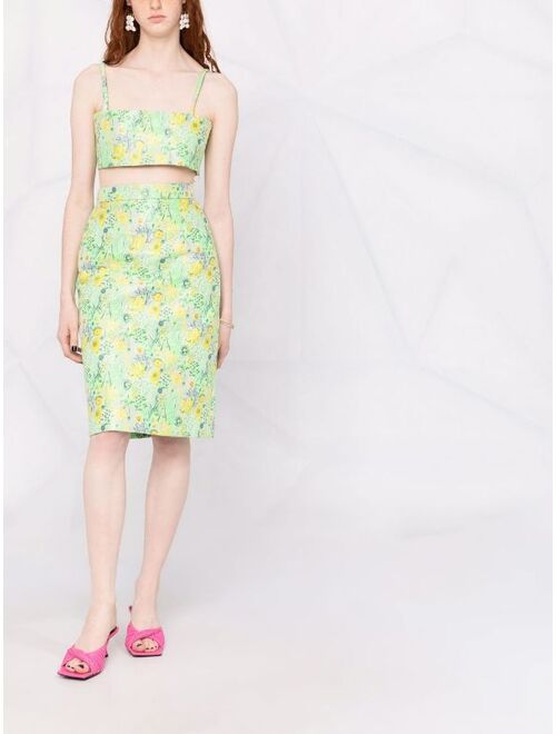 MSGM floral-print cropped top