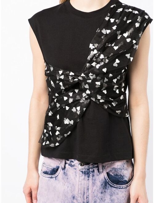 MSGM draped cotton tank top