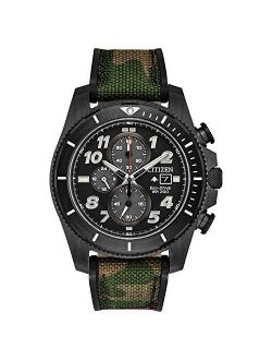 Eco-Drive Promaster Tough Quartz Men's Watch, Stainless Steel with CORDURA strap, Camouflage (Model: CA0727-12E)