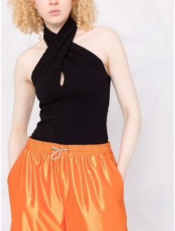 textured-effect halterneck blouse