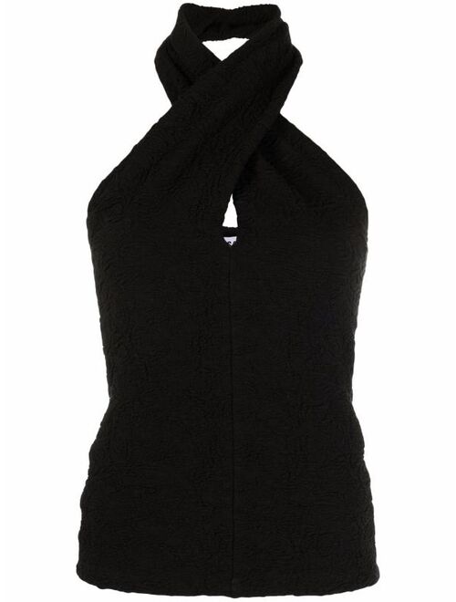 MSGM textured-effect halterneck blouse