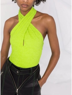 textured-effect halterneck blouse