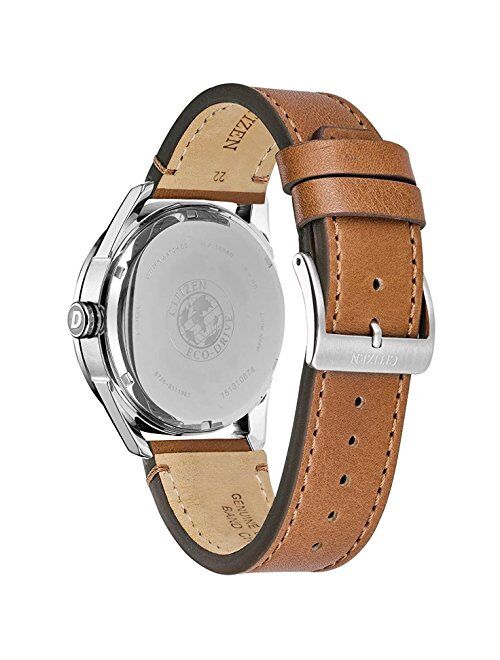 Citizen Eco-Drive Weekender Quartz Mens Watch, Stainless Steel with Leather strap, Brown (Model: BU4020-01L)