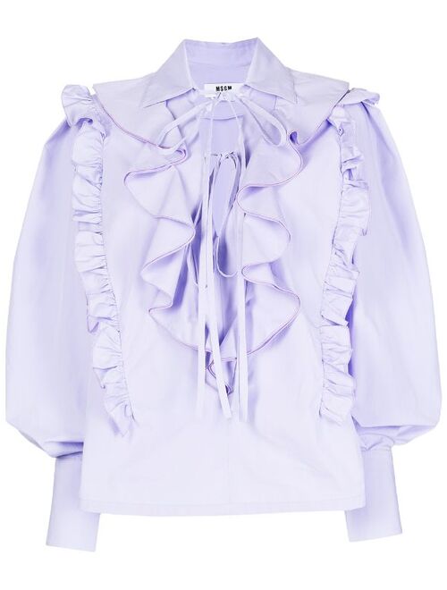 MSGM ruffle-trim puff-sleeve blouse