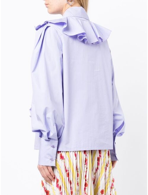 MSGM ruffle-trim puff-sleeve blouse