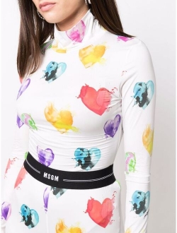 graphic heart-print jersey top