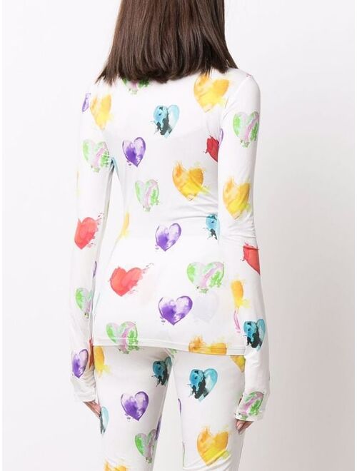 MSGM graphic heart-print jersey top