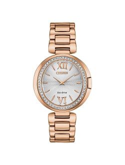 Women's Capella Eco-Drive Watch with Stainless Steel Strap, Rose Gold, 14 (Model: EX1503-54A)
