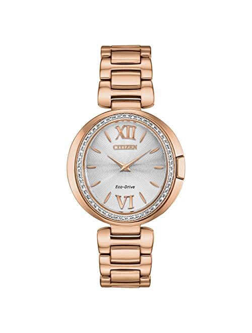 Citizen Women's Capella Eco-Drive Watch with Stainless Steel Strap, Rose Gold, 14 (Model: EX1503-54A)