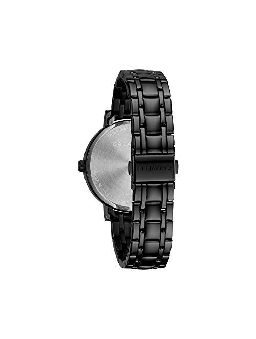 Bulova Caravelle Modern Quartz Ladies Watch, Stainless Steel Crystal , Black (Model: 45L181)