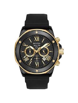 Marine Star Chronograph Men's Stainless Steel with Black Silicone Strap, Two-Tone