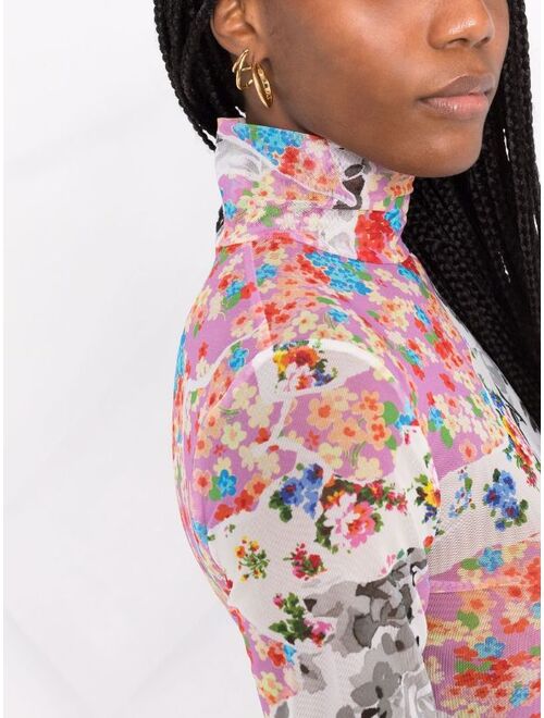 MSGM floral-print roll-neck top
