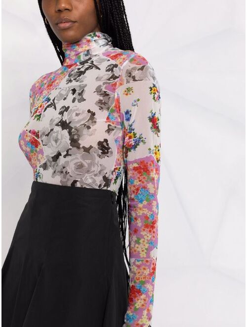 MSGM floral-print roll-neck top