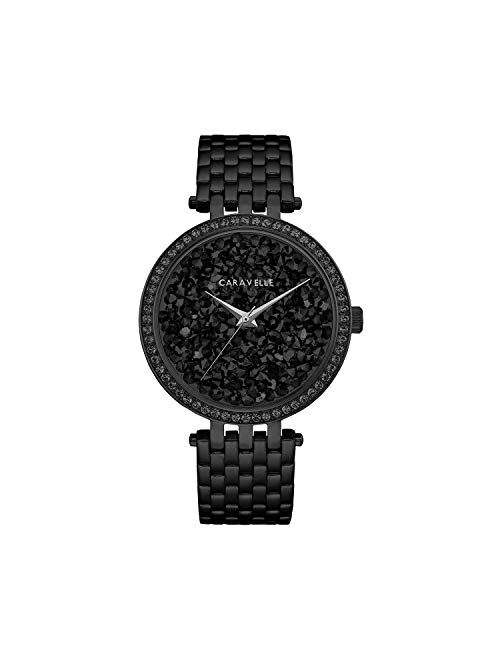 Bulova Caravelle Modern Quartz Ladies Watch, Stainless Steel Crystal , Black (Model: 45L171)