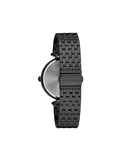 Bulova Caravelle Modern Quartz Ladies Watch, Stainless Steel Crystal , Black (Model: 45L171)