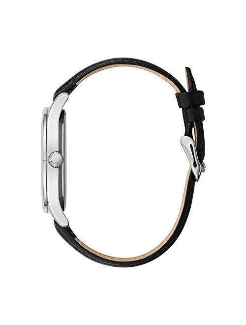 Bulova Caravelle Traditional Quartz Mens Watch, Stainless Steel with Black Leather Strap, Silver-Tone (Model: 43B152)