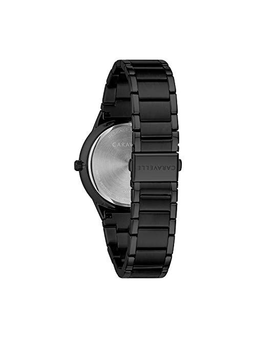 Bulova Caravelle Modern Quartz Mens Watch, Stainless Steel Diamond , Black (Model: 45D108)