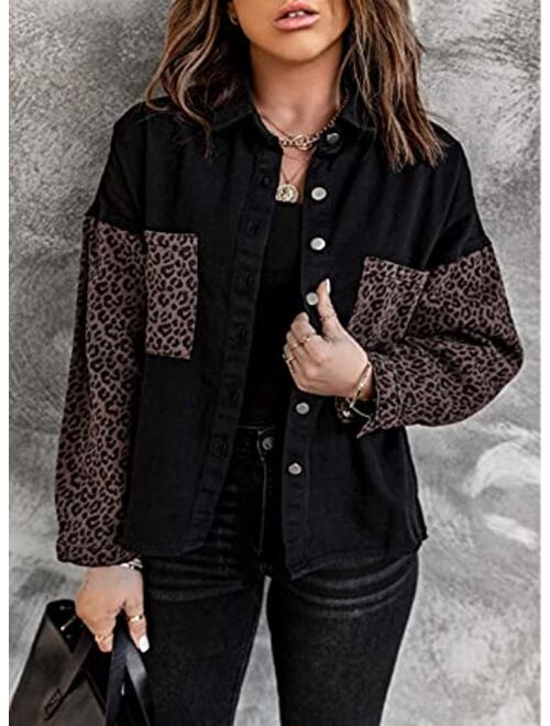 Sidefeel Women Long Sleeve Button Denim Jacket Distressed Ripped Jean Coat