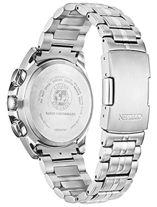 Citizen Men's Sport Luxury Atomic Time World Chrono Eco-Drive Stainless Steel Strap, Silver-Tone, 12 Casual Watch (Model: CB5874-57A)