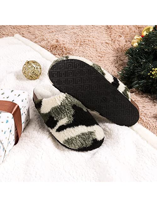 DREAM PAIRS Women's House Slippers Fuzzy Indoor Outdoor Furry Cork Faux Sherpa Slippers