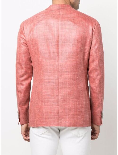 Canali fine knit single-breasted blazer