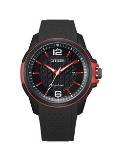 Eco-Drive Weekender Quartz Mens Watch, Stainless Steel with Polyurethane strap, Black (Model: AW1658-02E)