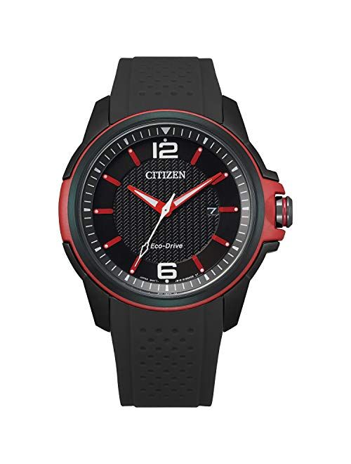Citizen Eco-Drive Weekender Quartz Mens Watch, Stainless Steel with Polyurethane strap, Black (Model: AW1658-02E)