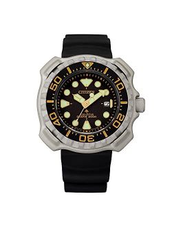 Men's Promaster Sea Dive Super Titanium Eco-Drive Sport Watch with Polyurethane Strap, Black, 14.3 (Model: BN0220-16E)