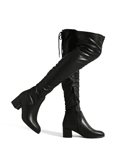 Women's Over The Knee Thigh High Chunky Heel Boots Long Stretch Sexy Fall Boots