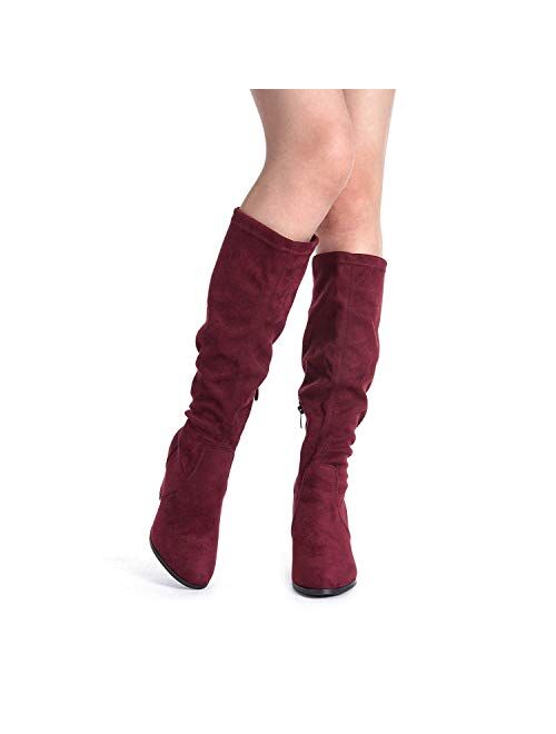 DREAM PAIRS Women's Chunky Heel Knee High and Up Boots