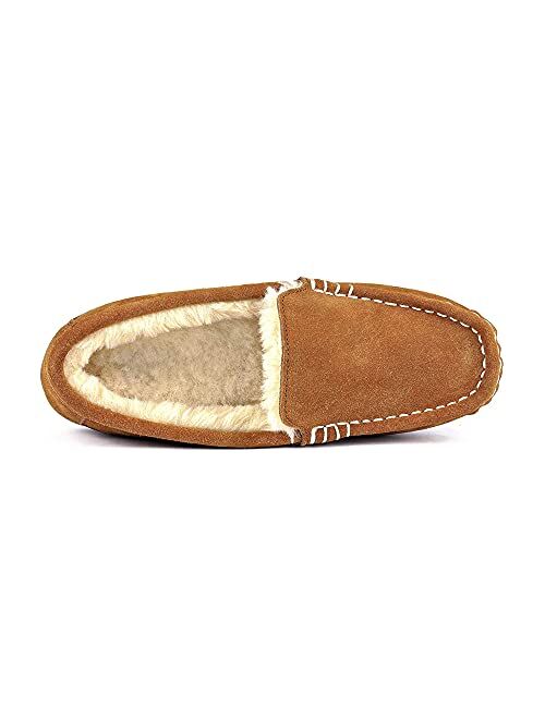 DREAM PAIRS Women's Fuzzy House Slippers Cozy Faux Fur Micro Suede Moccasins Slip on Loafer Shoes for Indoor and Outdoor