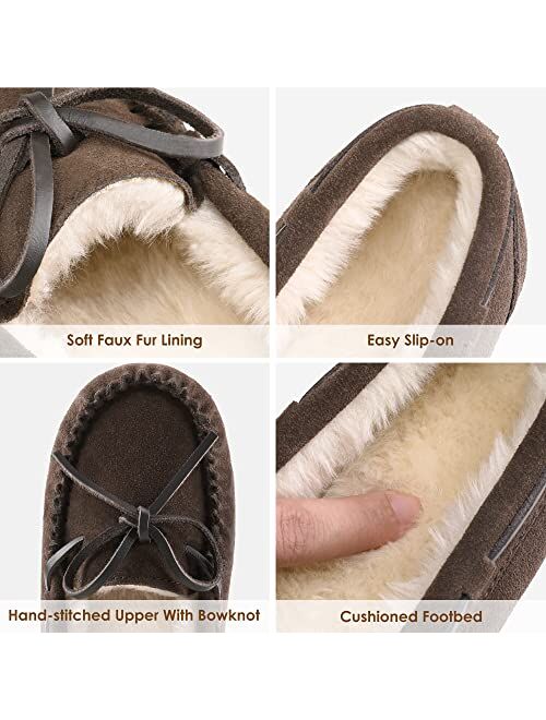 DREAM PAIRS Faux Fur Cozy Moccasin House Slippers Suede Leather Shoes for Indoor and Outdoor Wear