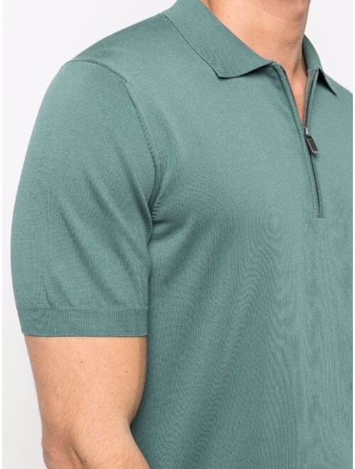 Canali fine-knit zipped polo-shirt