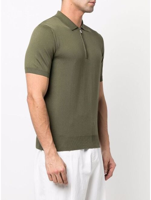 Canali fine-knit zipped polo-shirt