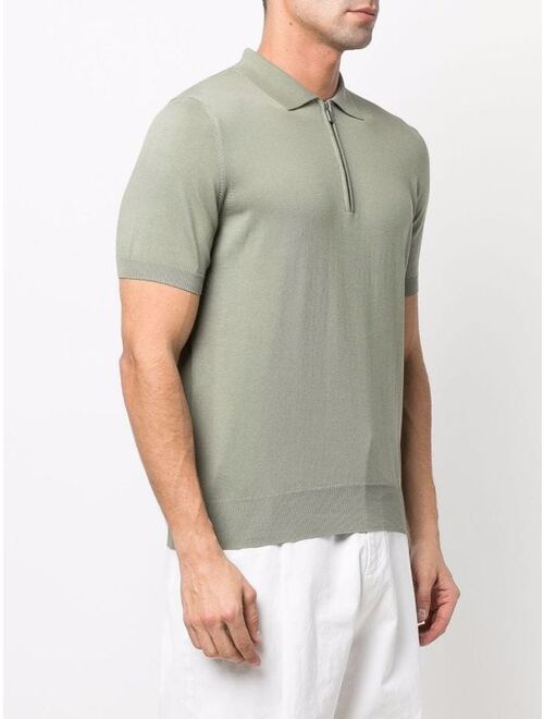 Canali zippered cotton polo shirt