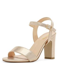 Women's Open Toe Ankle Strap High Chunky Heel Sandals