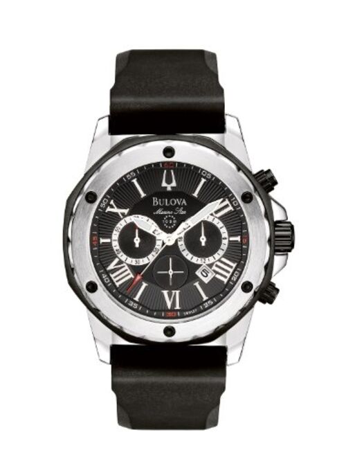 Bulova Marine Star 100m Chronograph Men's Stainless Steel with Black Silicone Strap, Two-Tone (Model: 98B127)