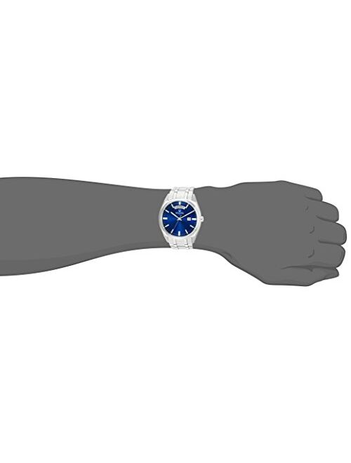 Bulova Men's Blue Face Classic Stainless Steel Watch with Day Date
