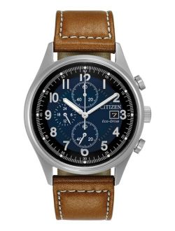 Men's Eco-Drive Chronograph Brown Leather Strap Watch 42mm CA0621-05L
