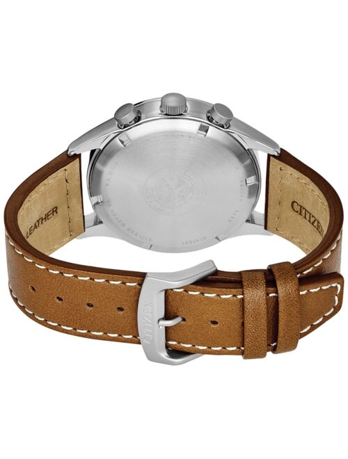 Citizen Men's Eco-Drive Chronograph Brown Leather Strap Watch 42mm CA0621-05L