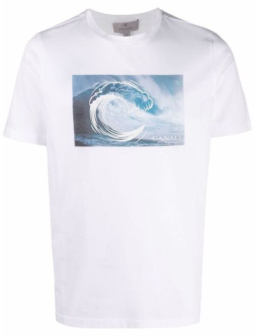 Canali graphic-print fitted T-shirt